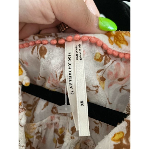 Anthropologie Harmony Lace Peasant 3/4 Sleeve Blouse Floral Size XS - Picture 4 of 4